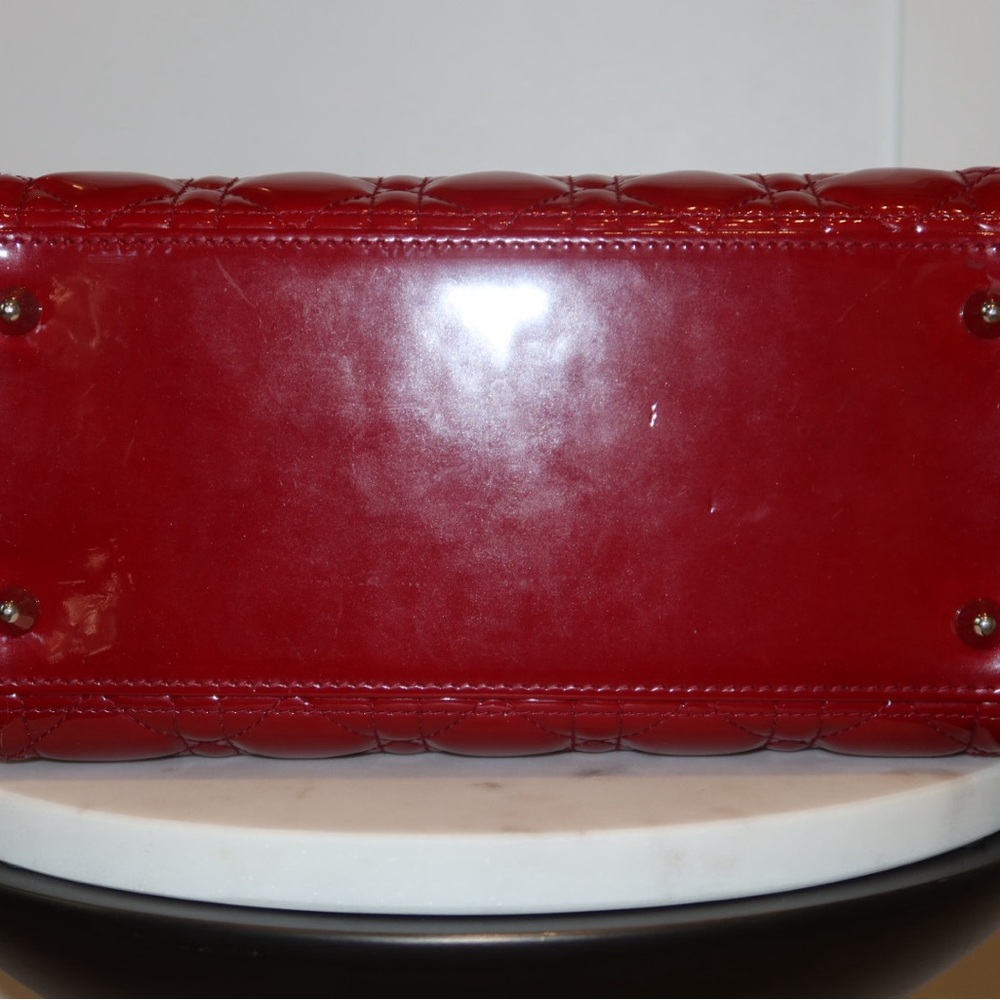 Dior Glossy Red Quilted Satchel - Picture 5 of 11